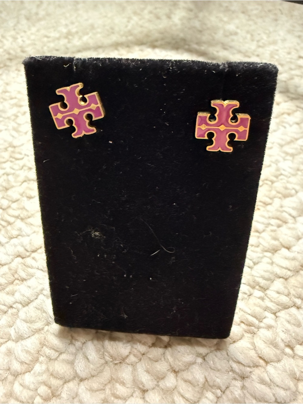 Fashion Jewelry Pink and Gold Cross Logo Stud Earrings
